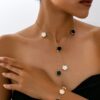 Golden Heart Pendant Jewelry Set Elegant Necklace Earrings for Women