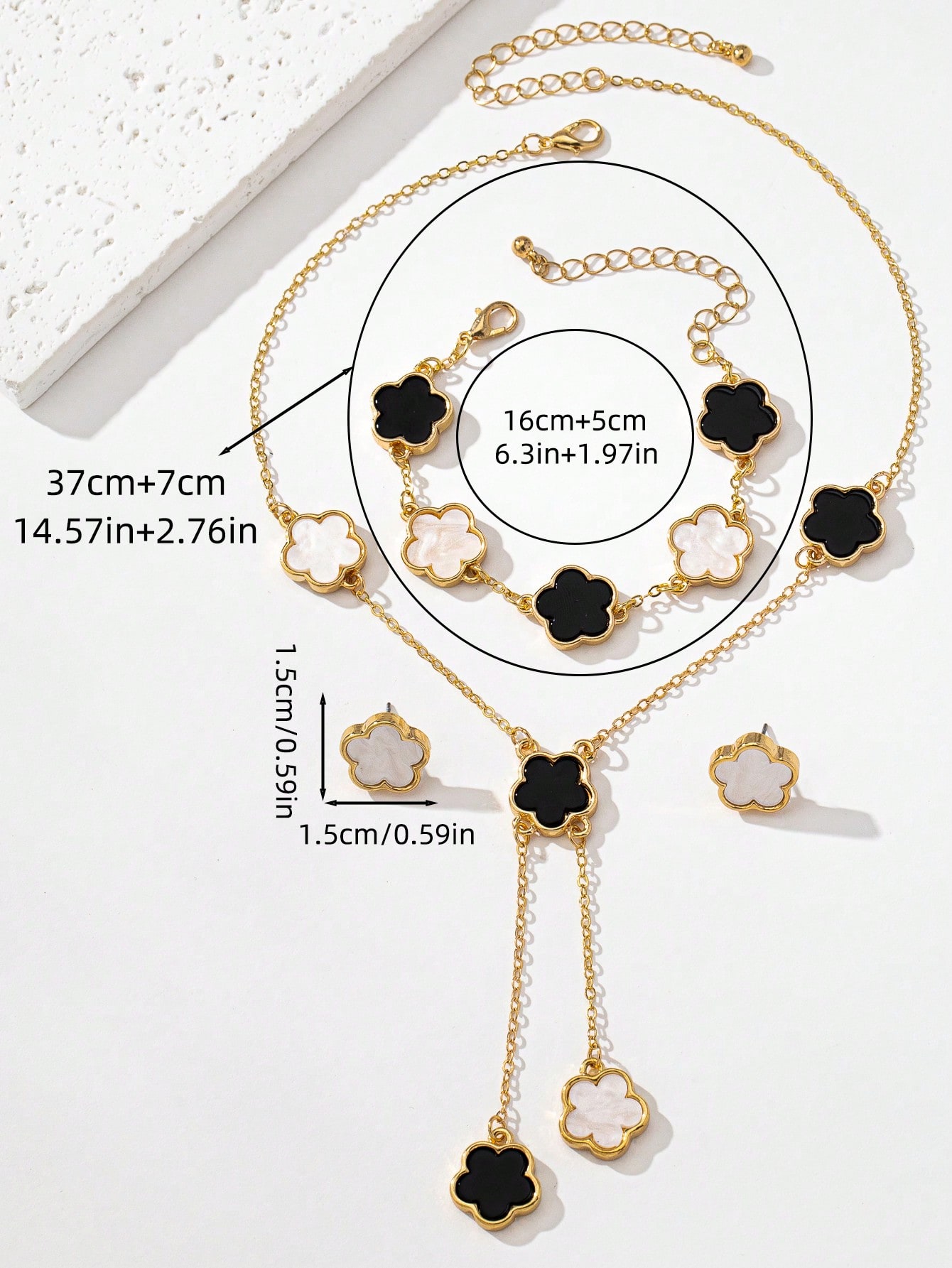 Lucky Five Leaf Clover Jewelry Set Necklace Bracelet Earrings for Women