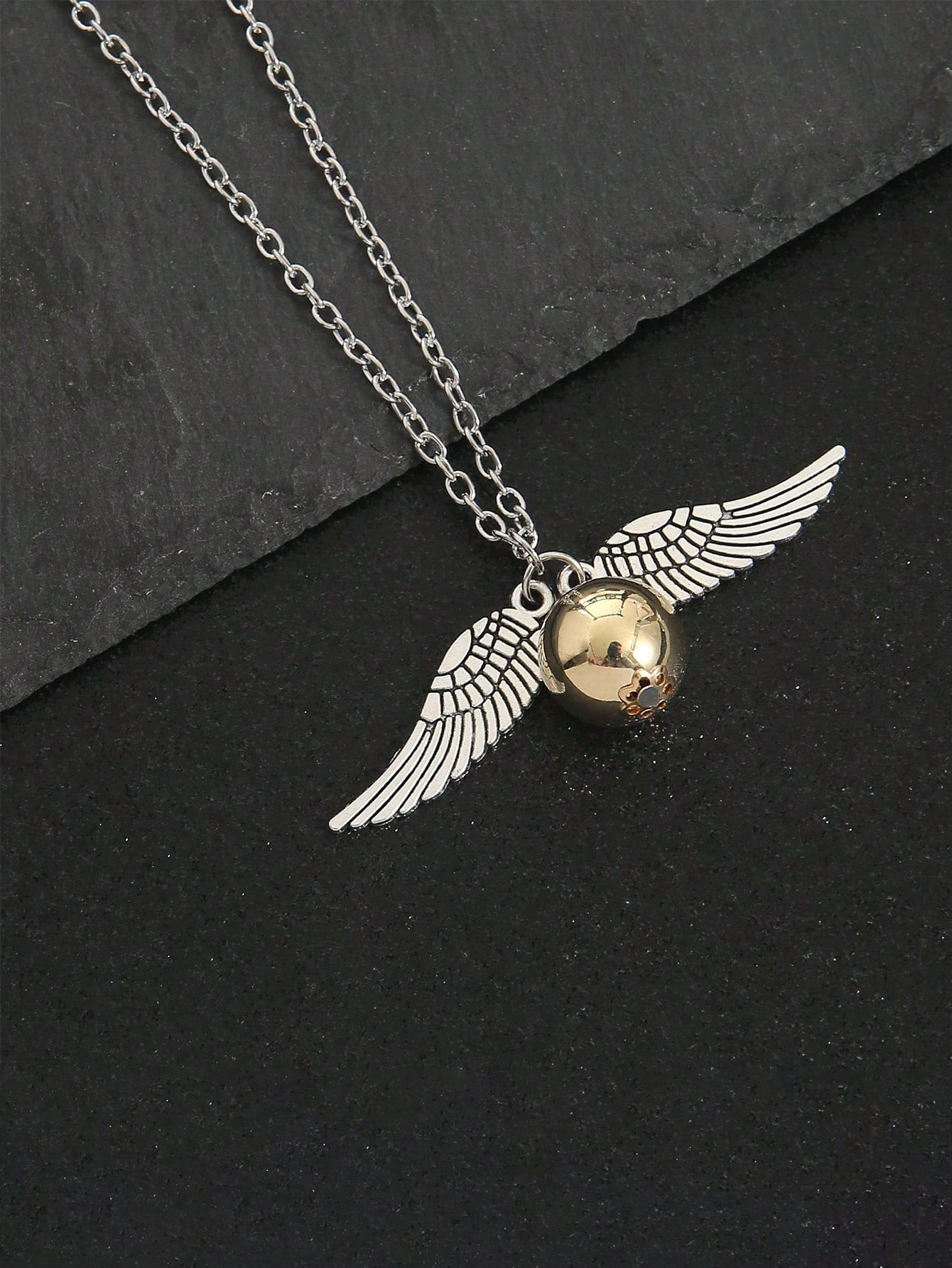 Vintage Wing Pendant Necklace Antique Silver Chain for Men Women Couples