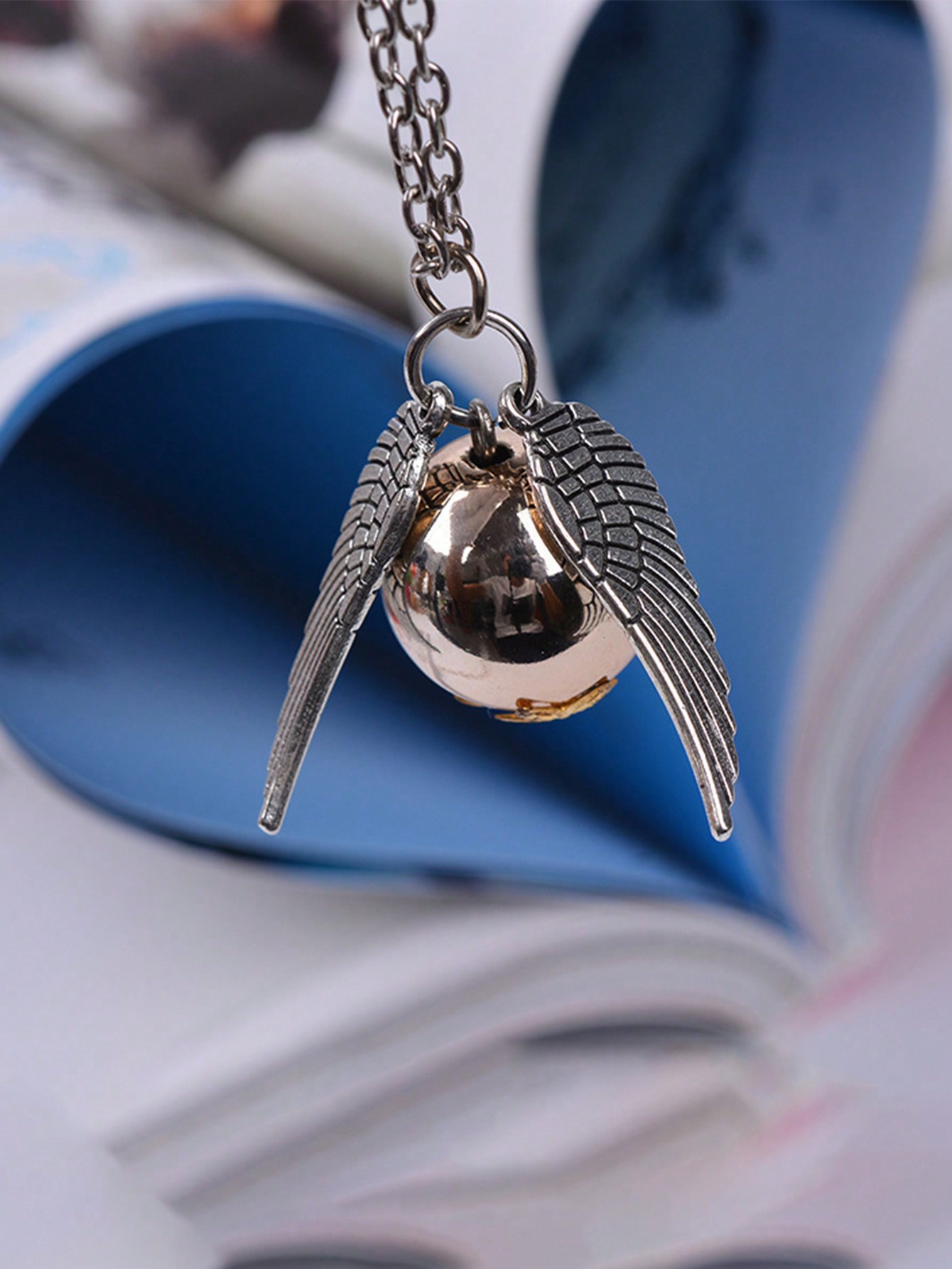 Vintage Wing Pendant Necklace Antique Silver Chain for Men Women Couples