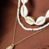 1set 2pcs Personality Creative Hawaiian Style Handmade Natural Shell Weave Womens Necklace And Bracelet Set For Summer main 1
