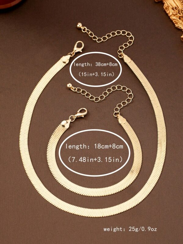 Yellow Gold Snake Chain Necklace and Bracelet Set Women Casual Jewelry