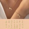 1set Fashionable Womens Heart Letter Pendant Necklace And Bracelet Set Daily Wear Festival Gift ValentinesMomMotherMothers DayGift main 0