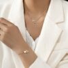 Golden Heart Pendant Jewelry Set Elegant Necklace Earrings for Women