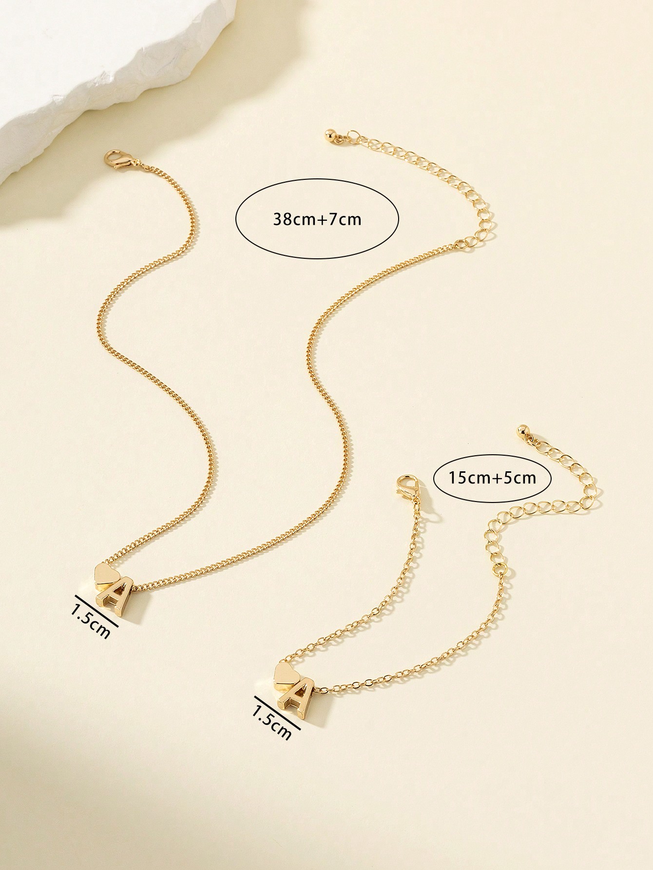 Customize Heart Letter Pendant Jewelry Set Necklace and Bracelet for Women Gift