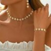1set Handmade Colorful Daisy Flower Necklace Pastoral Style Collarbone Chain For Women Adjustable Flower Bead Quantity ValentinesMomMotherMothers DayGift main 1