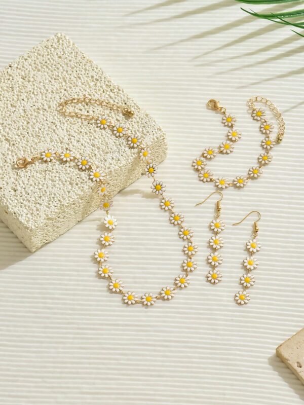 Handmade Colorful Daisy Flower Necklace Pastoral Style Collarbone Chain For Women