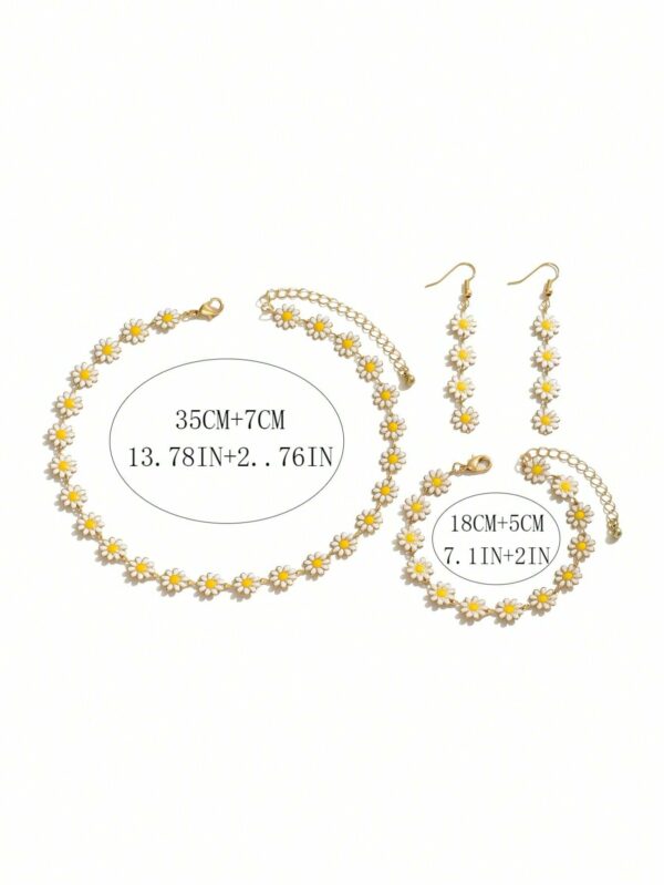 Handmade Colorful Daisy Flower Necklace Pastoral Style Collarbone Chain For Women