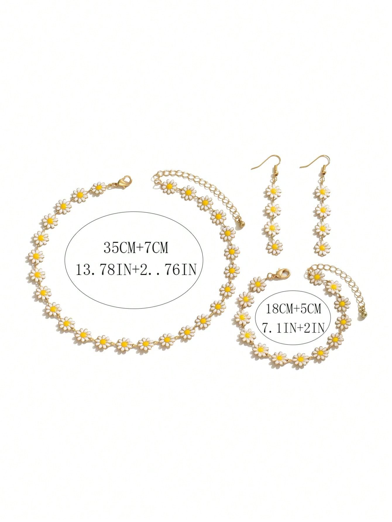 Handmade Colorful Daisy Flower Necklace Pastoral Style Collarbone Chain For Women Handmade Colorful Daisy Flower Necklace Pastoral Style Collarbone Chain For Women