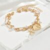 2pcs Set Beach Vacation Style Metal Alloy Shell Starfish Faux Pearl Pendant Bracelet Set Handmade Versatile Jewelry Suitable For Womens Daily Beach Date Party Music Festival Wear. The Handmade Chain L (3)