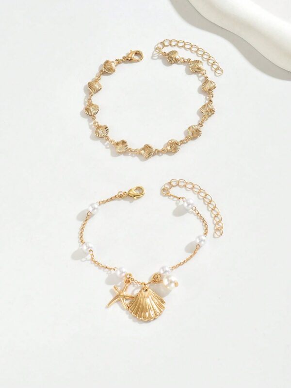Pearl Starfish Pendant Bracelet Set Handmade Beach Vacation Jewelry for Women