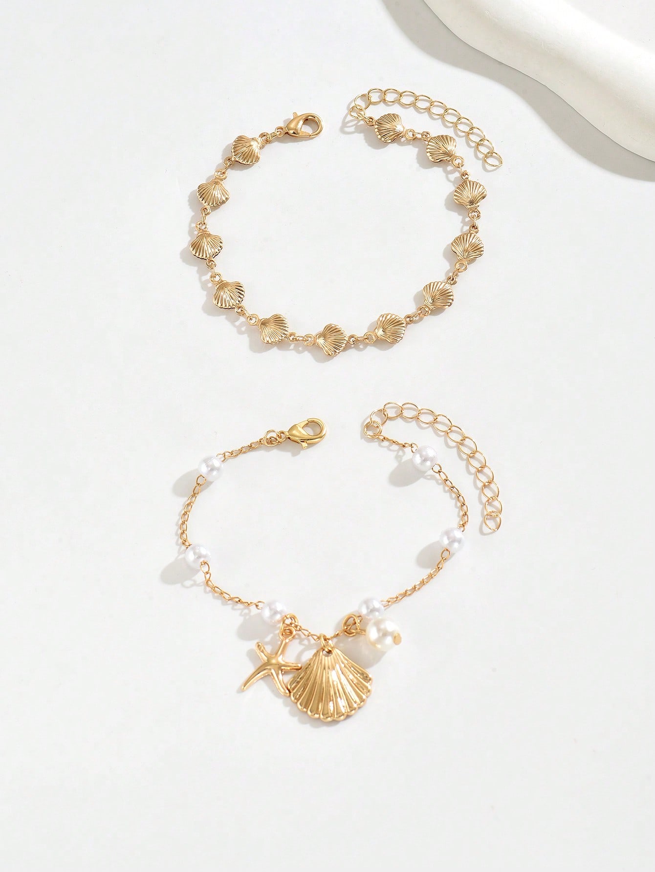 Pearl Starfish Pendant Bracelet Set Handmade Beach Vacation Jewelry for Women