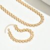 2pcs Set Minimalist Chic Necklace Bracelet Jewelry Set For Women Fashion Minimalist Metal Geometric Square Chain Necklace Daily Streetwear Holiday Gift For Friends Versatile Accessory main 2