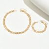 2pcs Set Minimalist Chic Necklace Bracelet Jewelry Set For Women Fashion Minimalist Metal Geometric Square Chain Necklace Daily Streetwear Holiday Gift For Friends Versatile Accessory main 3