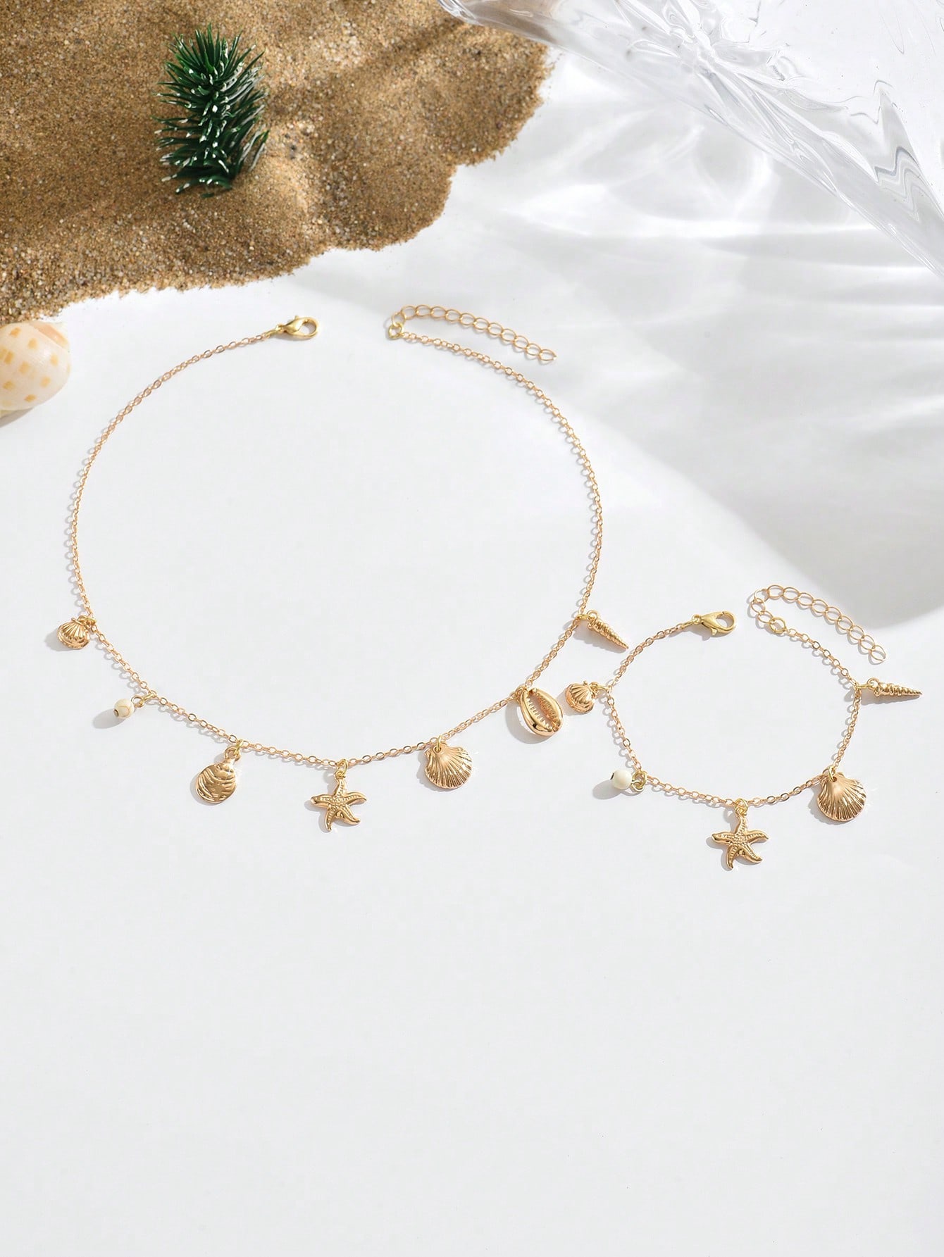 Fantasy Ocean Shell Pendant Necklace Jewelry Set For Women