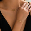 Colorful Rhinestone Necklace and Bracelet Set Casual Jewelry for Women