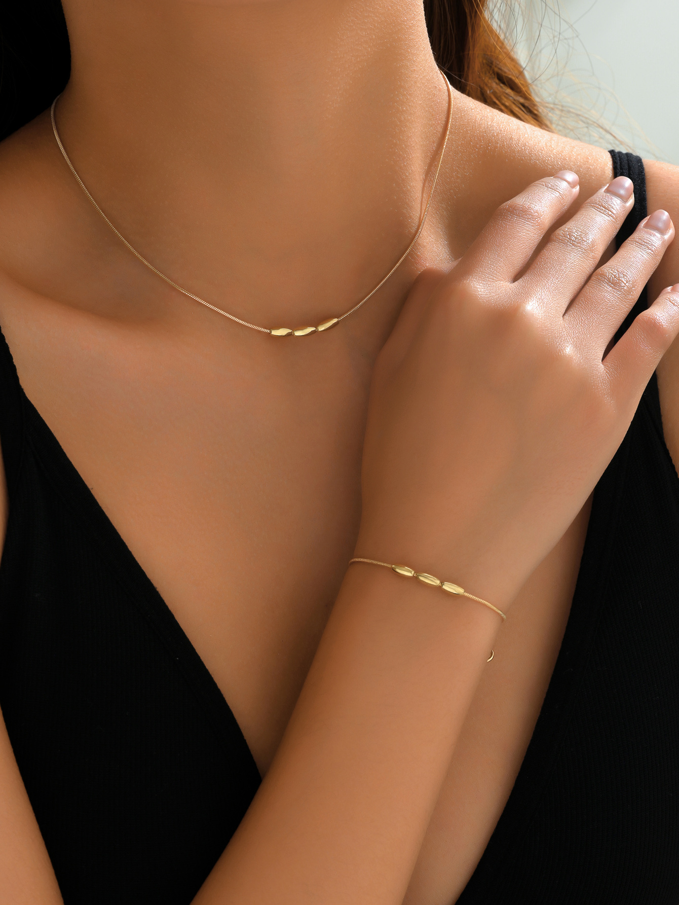 Yellow Gold Snake Necklace for Men and Women Casual Copper Chain Jewelry