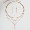 3pcs Set Bohemian Women Jewelry Set Includes Geometric Pendant Necklace Earrings Minimalist Design Unique Gift For Parties Holidays main 2
