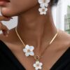 3pcs Set Elegant Floral Pendant Necklace And Earrings Jewelry Set Suitable For Womens Daily Gatherings Parties Holidays And Travels Great Gift For Wife main 0