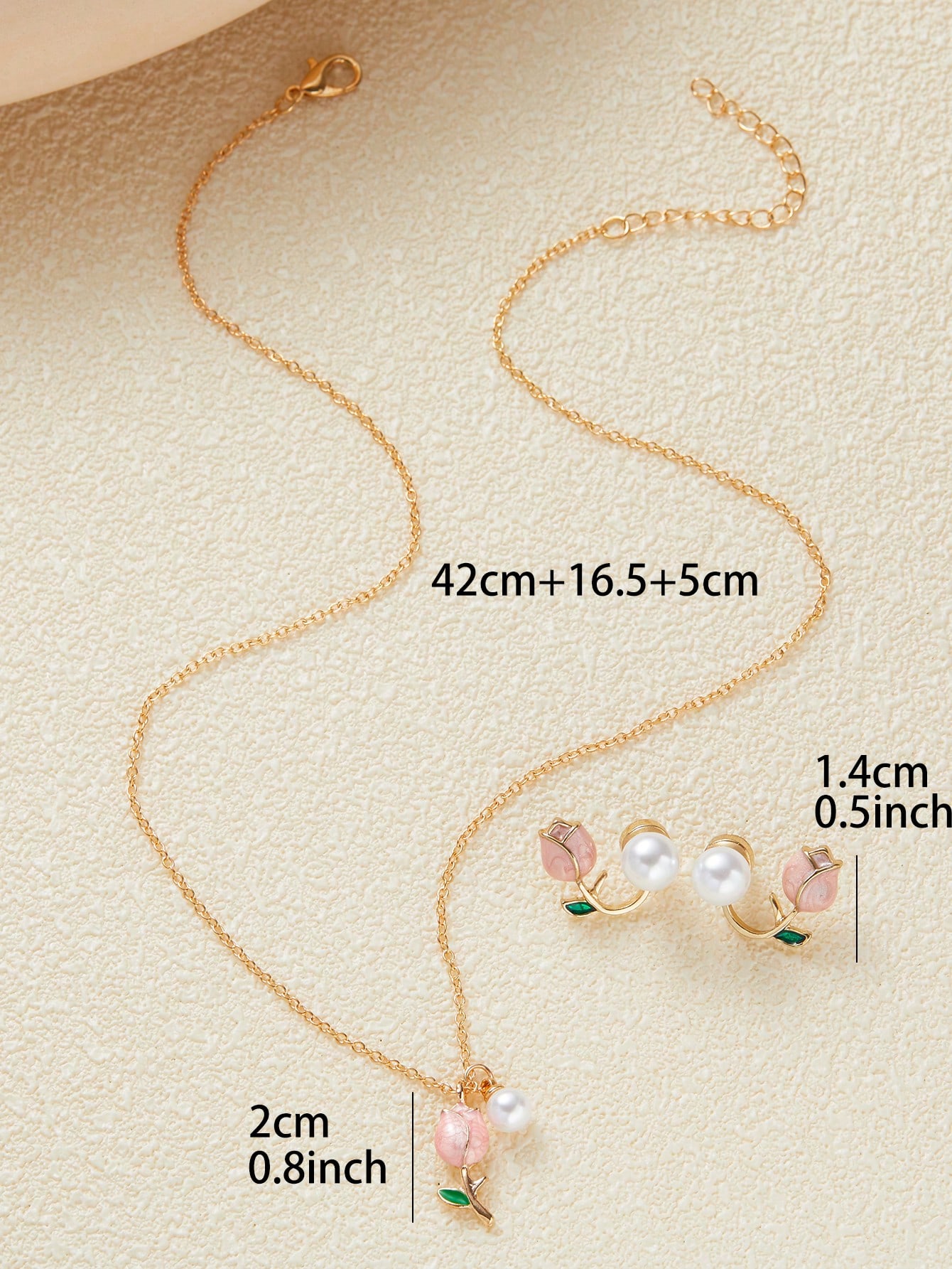 Fashion Women Charm Tulip Flower Pendant Necklace Earrings Jewelry Set