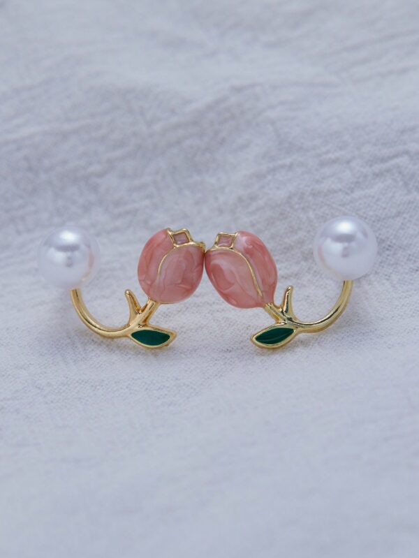 Fashion Women Charm Tulip Flower Pendant Necklace Earrings Jewelry Set