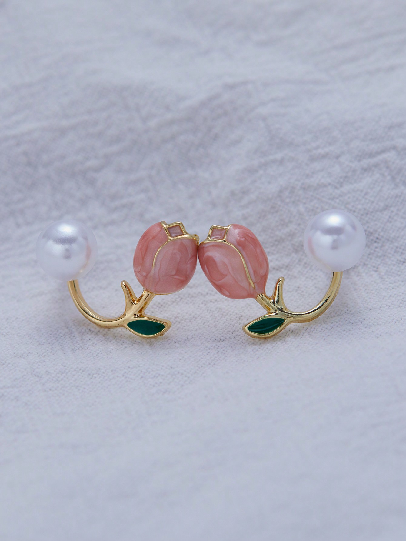 Fashion Women Charm Tulip Flower Pendant Necklace Earrings Jewelry Set