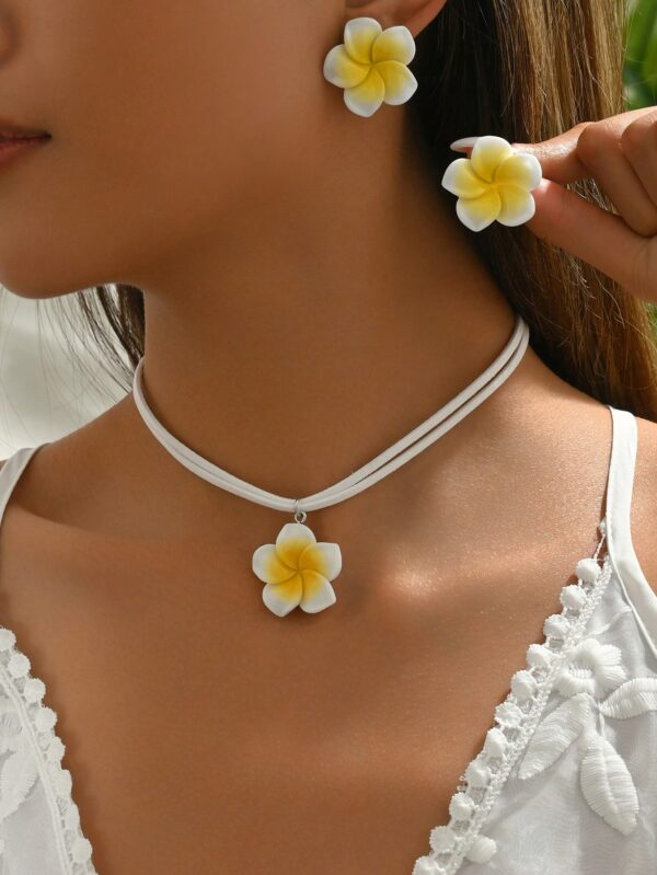 Flower Jewelry Set Colorful Necklace Earrings for Women