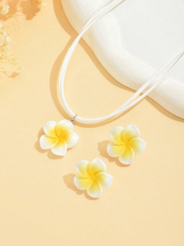 Flower Jewelry Set Colorful Necklace Earrings for Women