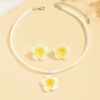 3pcs Set Resin Acrylic Gradient Flower Pendant Necklace Earrings Jewelry Set Fresh Sweet Floral Collarbone Necklace Choker For Women Casual Vacation Party main 2