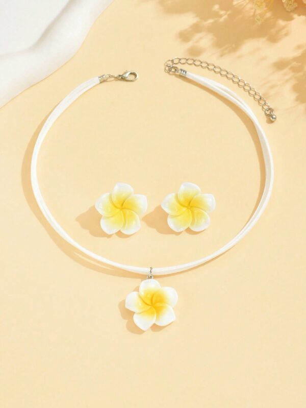Flower Jewelry Set Colorful Necklace Earrings for Women
