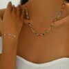 Fashionable Versatile Elegant Colorful Rhinestone Necklace Bracelet Set main 2