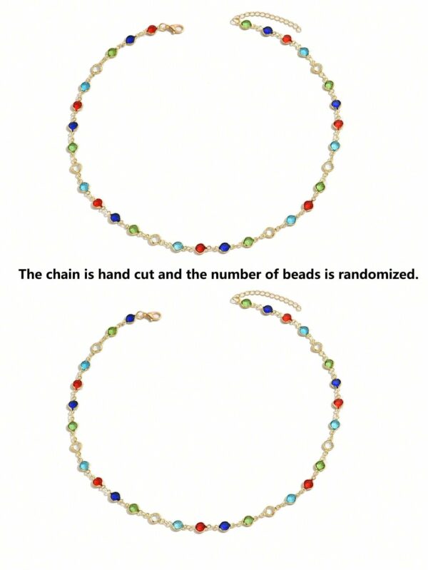 Colorful Rhinestone Necklace and Bracelet Set Casual Jewelry for Women